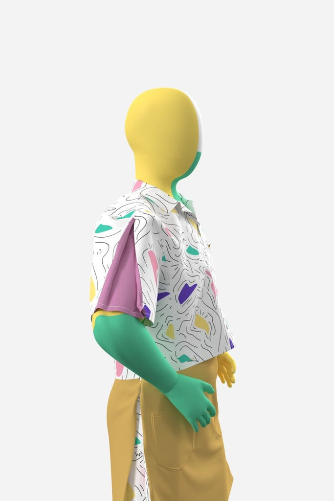 CHOOLOS la crop chemise trop coolos! - ASSIAKARA vêtement non genré genderless no gender mode unisexe look androgyne dégenrer degender fashion sur mesure inclusivité inclusif inclusive