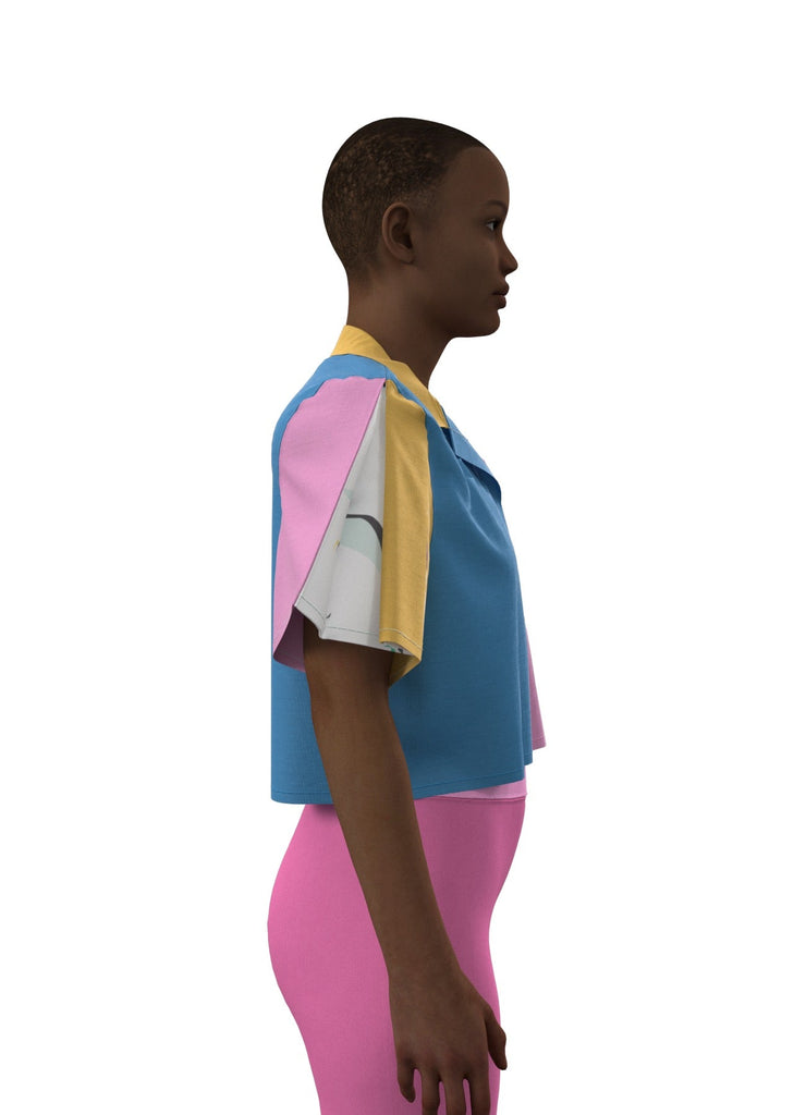 CHOOLOS la crop chemise trop coolos! - ASSIAKARA vêtement non genré genderless no gender mode unisexe look androgyne dégenrer degender fashion sur mesure inclusivité inclusif inclusive