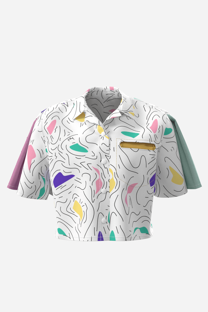 CHOOLOS la crop chemise trop coolos! - ASSIAKARA vêtement non genré genderless no gender mode unisexe look androgyne dégenrer degender fashion sur mesure inclusivité inclusif inclusive