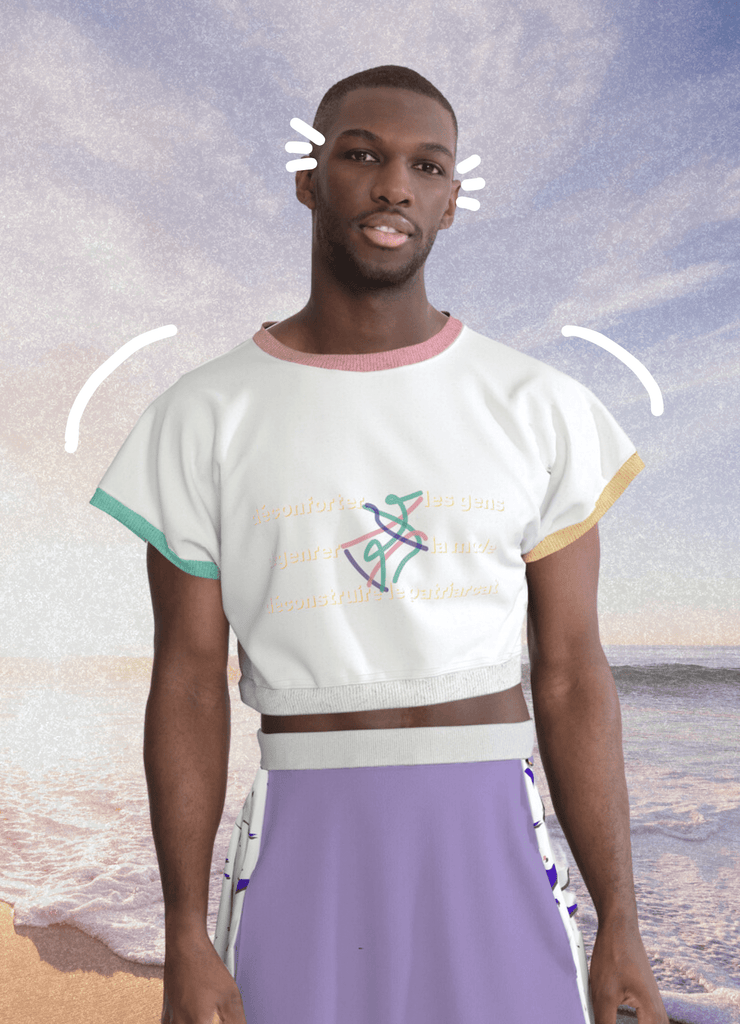 CROCCROC - le croptop qui s'exprime ! - ASSIAKARA vêtement non genré genderless no gender mode unisexe look androgyne dégenrer degender fashion sur mesure inclusivité inclusif inclusive