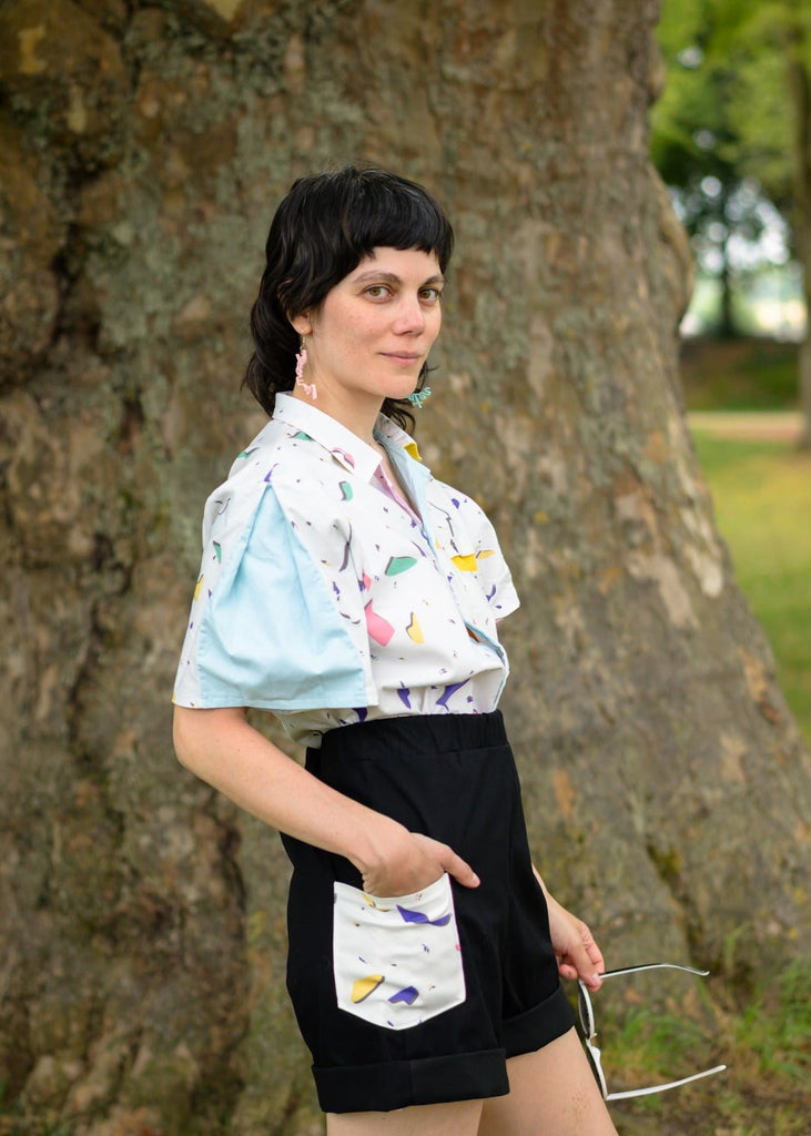 SHOOPS - le short super cool! - ASSIAKARA vêtement non genré genderless no gender mode unisexe look androgyne dégenrer degender fashion sur mesure inclusivité inclusif inclusive