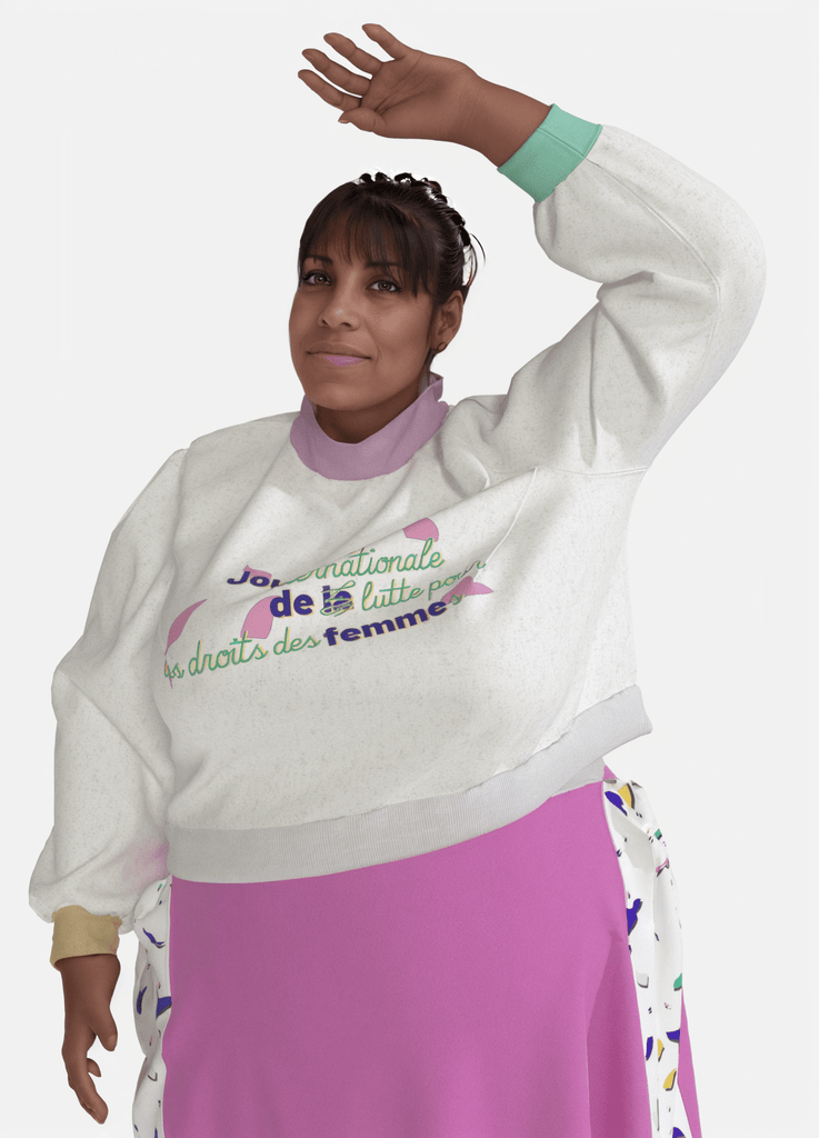 SWEATSHIRT JDLF - le pull qui s'exprime! - ASSIAKARA vêtement non genré genderless no gender mode unisexe look androgyne dégenrer degender fashion sur mesure inclusivité inclusif inclusive